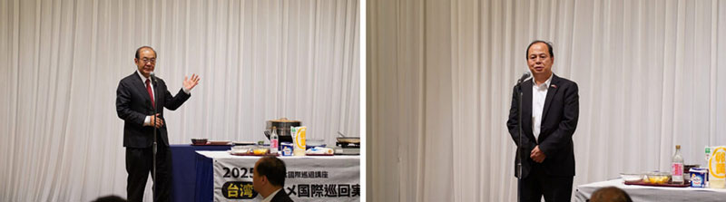 左圖：陳銘俊處長致詞 右圖：大倉仲洋會長致詞