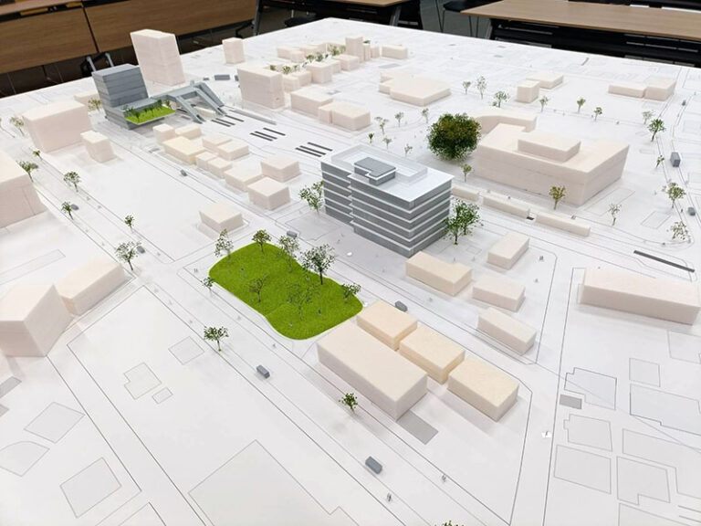 肥後大津站周邊的城市發展計畫構想模型(圖\大津町提供)