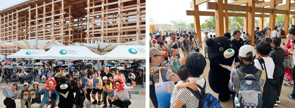 大雨中民眾熱情不減，與熊讚同樂