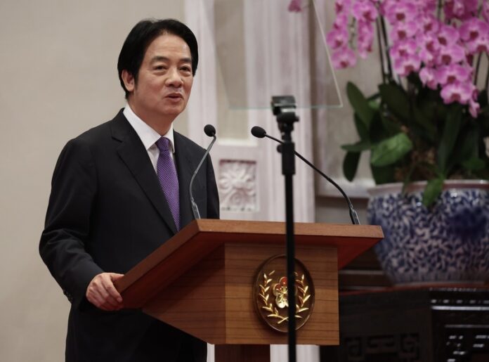 投票結果を受け、頼清徳総統は総統府で談話を発表(写真\中央社)