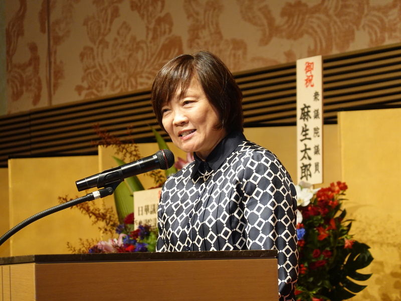 已故日本前首相安倍晉三夫人安倍昭惠致詞(圖/中央社)