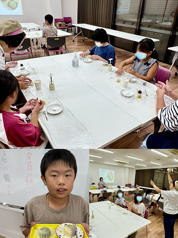 參加者製作月餅的樣子